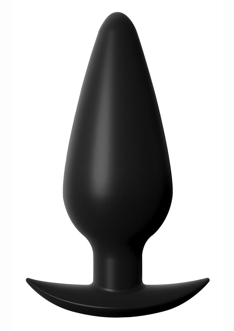 Anal Fantasy Elite Collection Small Weighted Silicone Plug Waterproof Black 4.1 Inch 4.4 Ounce