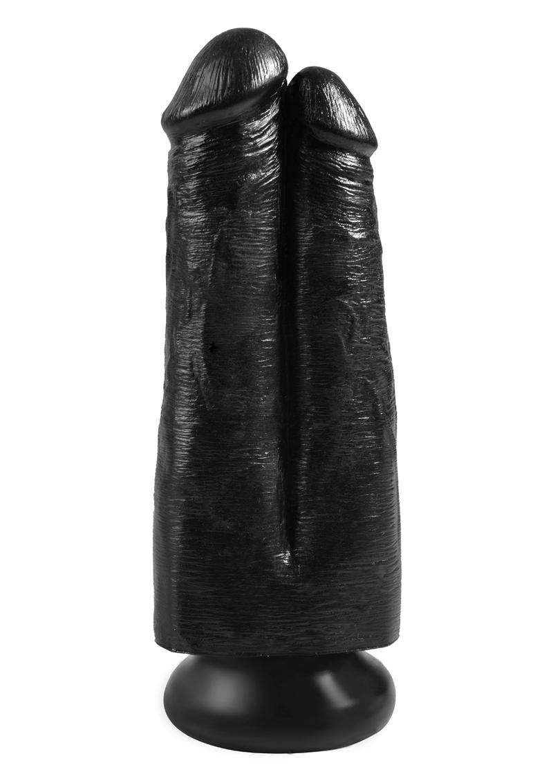 King Cock Two Cocks One Hole Realistic Dildo Black 7 Inch