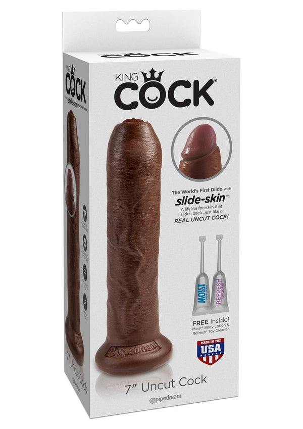 King Cock Uncut Dildo 7in - Chocolate