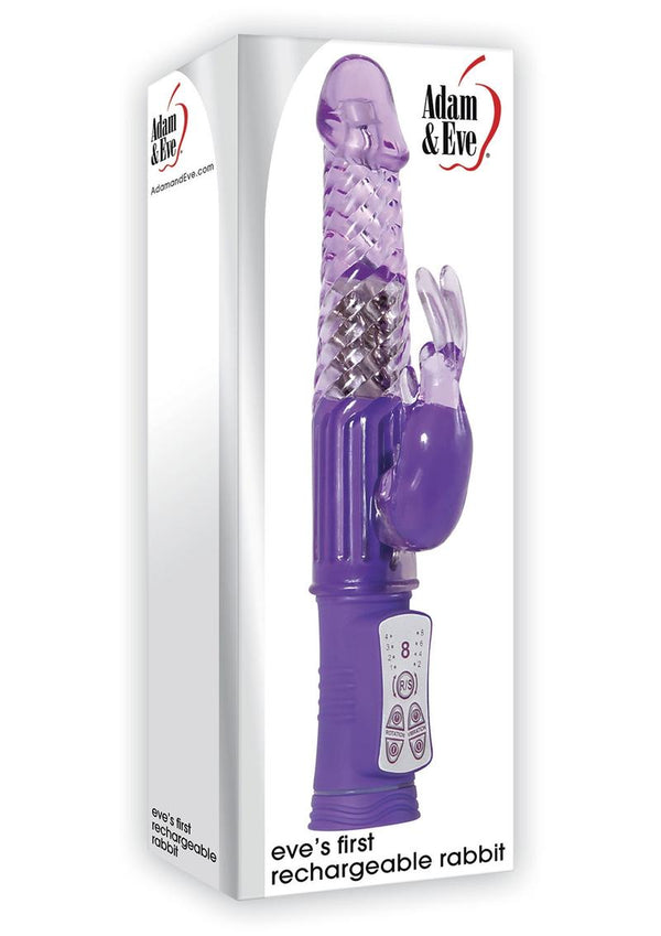Adam & Eve Eve'S First Rechargeable Rabbit Vibrator Usb Rechargeable Waterproof Purple 9 Inch
