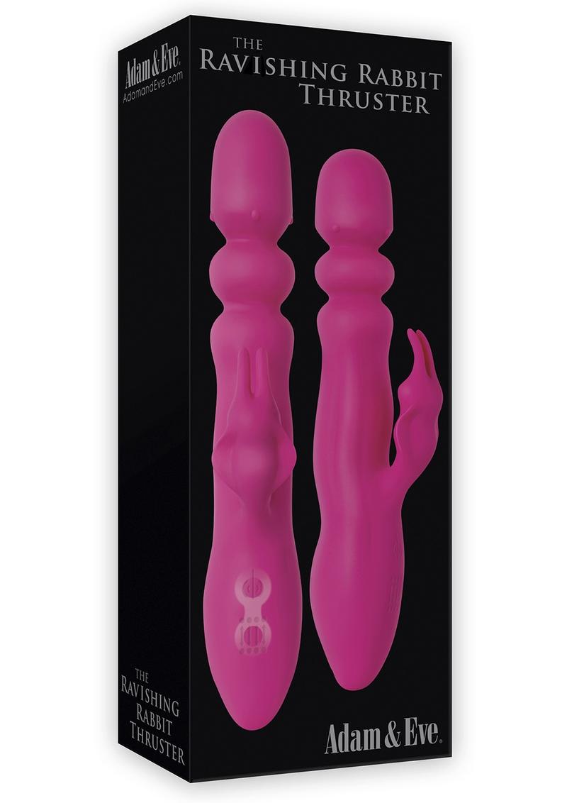 Adam & Eve The Ravishing Rabbit Thruster Silicone Usb Rechargeable Vibrator Waterproof Pink 8.5 Inch