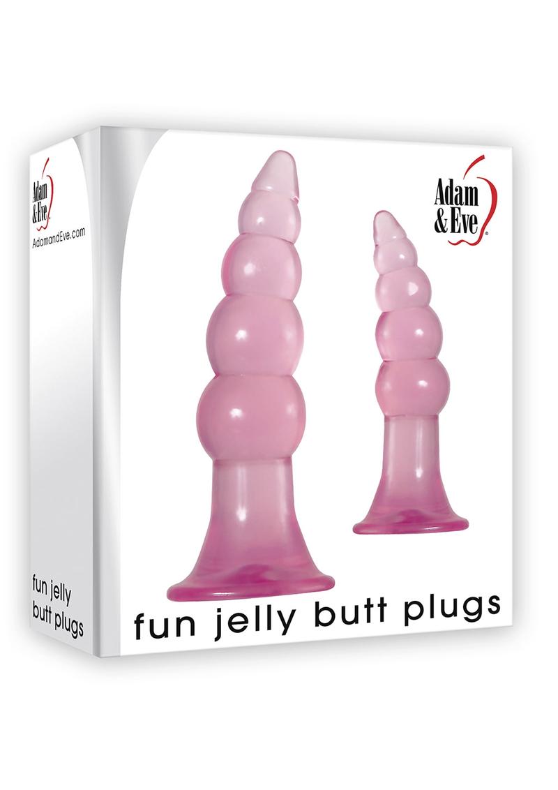 Adam & Eve Fun Jelly Butt Plugs Waterproof Pink 2 Each Per Set