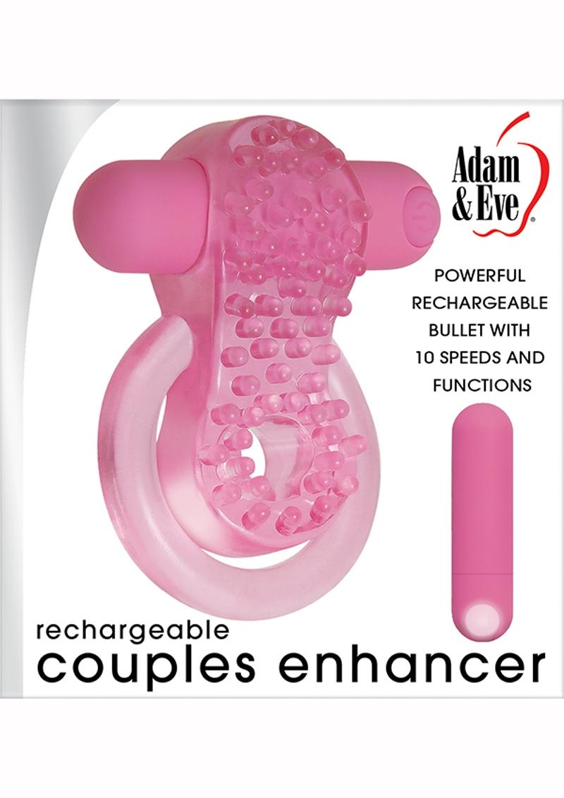 Adam & Eve Couples Enhancer Penis Ring Rechargeable Pink