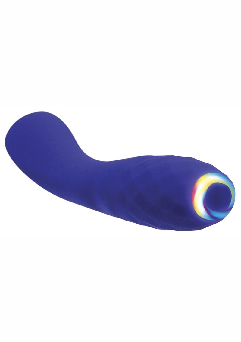 Rainbow G Usb Rechargeable Light Up Silicone Vibe Prostate Massager Waterproof Blue With Led Rainbow Colors 7.5 Inch