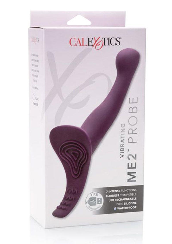 Me2 Vibrating Silicone Probe Strap On Waterproof Purple 6.5 Inches
