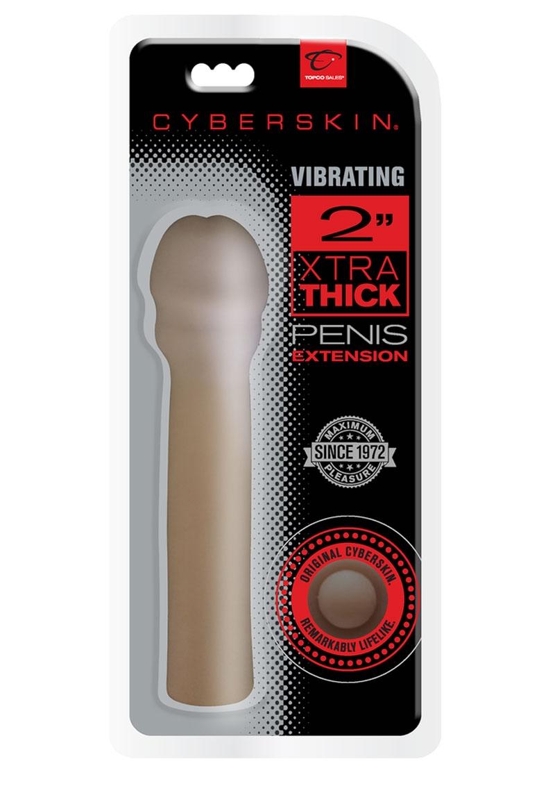 Cyberskin Xtra Thick Vibrating Transformer Penis Extender 2In - Chocolate