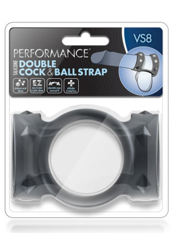 Performance Vs8 Silicone Double Cock & Ball Strap - Black