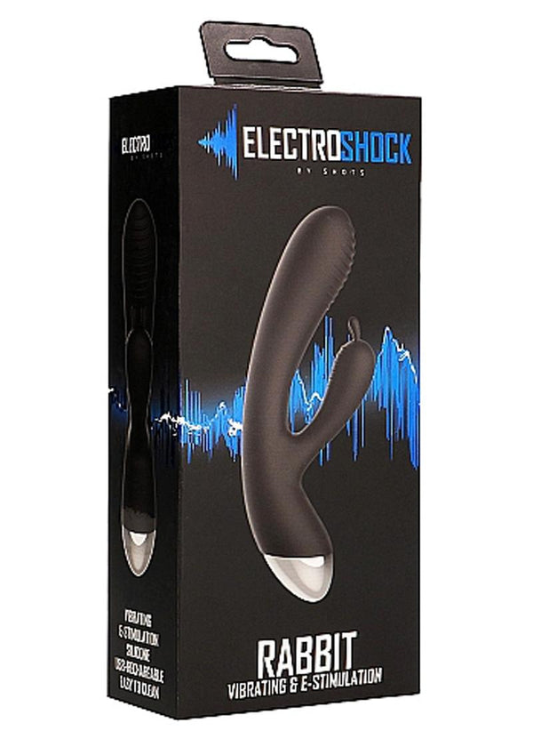 Electro Shock Rechargeable Silicone E-Stimulation nRabbit Vibrator - Black