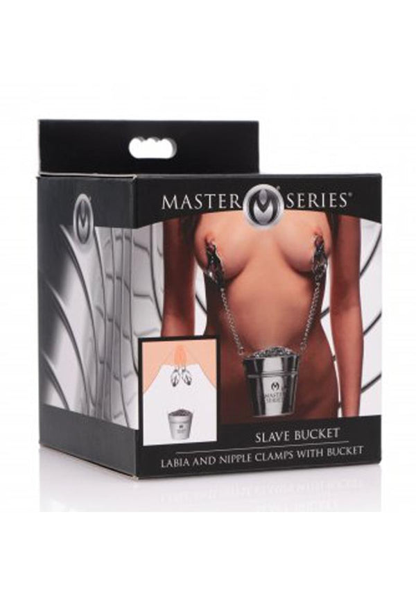 Master Series Slave Bucket Labia & Breast Clamps with Bucket - Silver