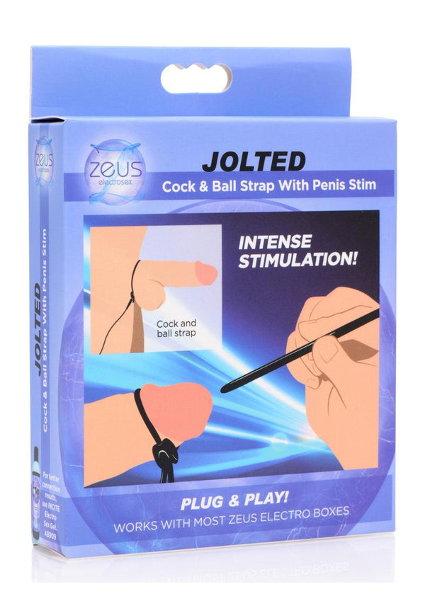 Zeus Electrosex Jolted Cock & Ball Strap with Silicone Penis eStim - Black
