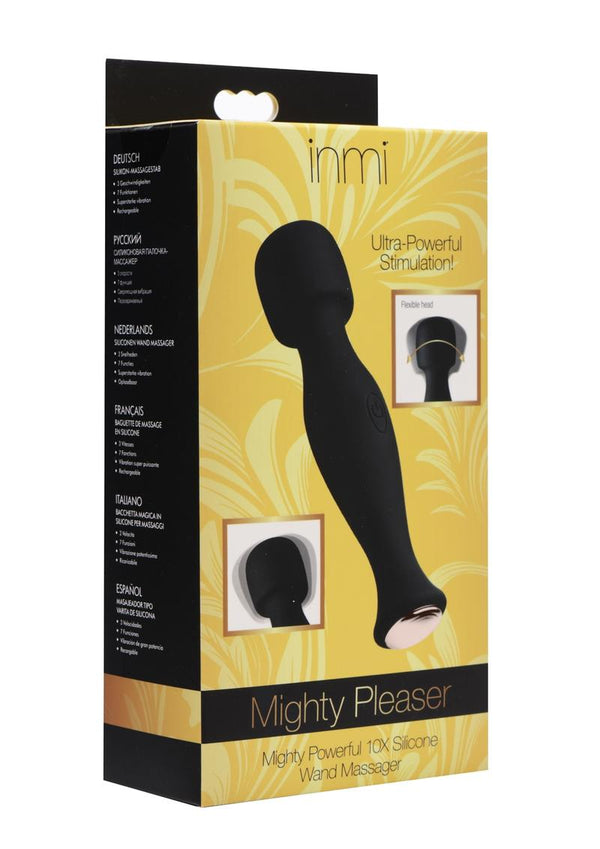 Inmi Mighty Pleaser Powerful 10x Silicone Wand Massager - Black