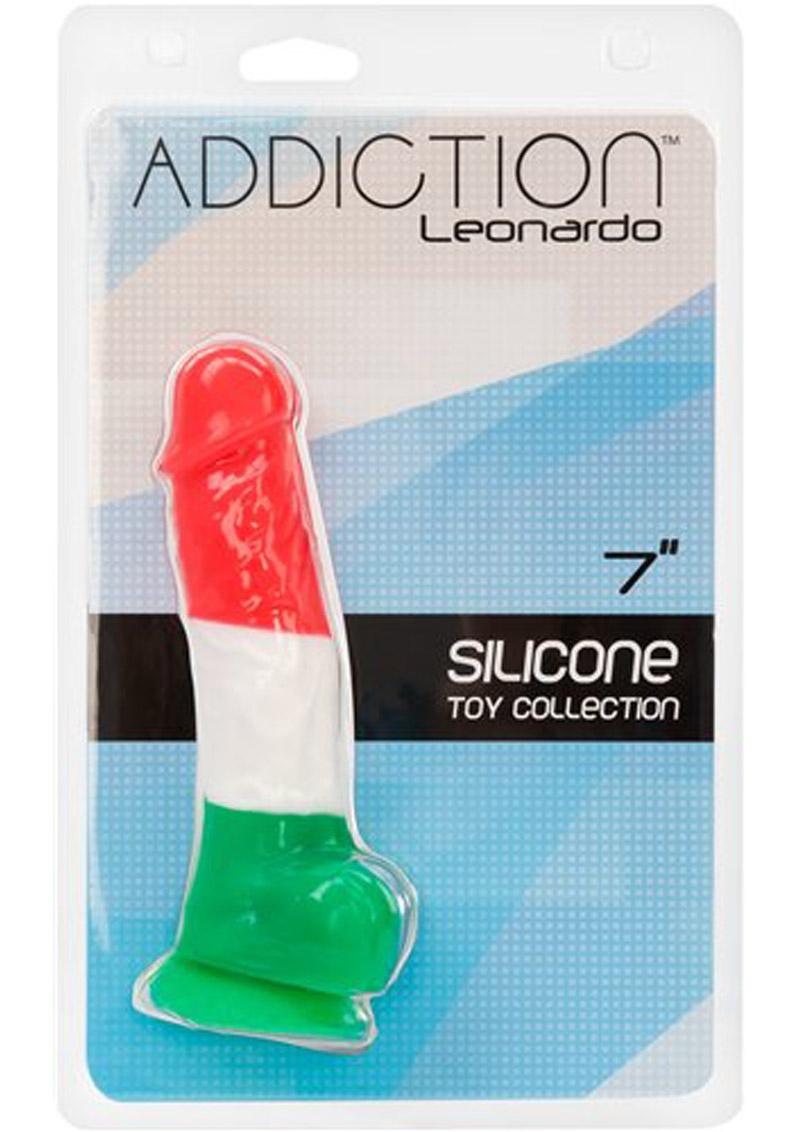 Addiction Toy Collection Leonardo Silicone Dildo With Balls 7In - Multi-Color