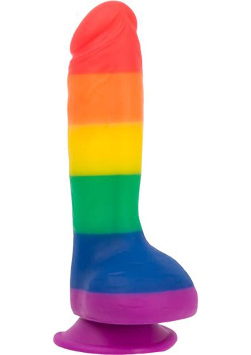 Addiction Toy Collection Justin Silicone Dildo With Balls 8In - Multi-Color
