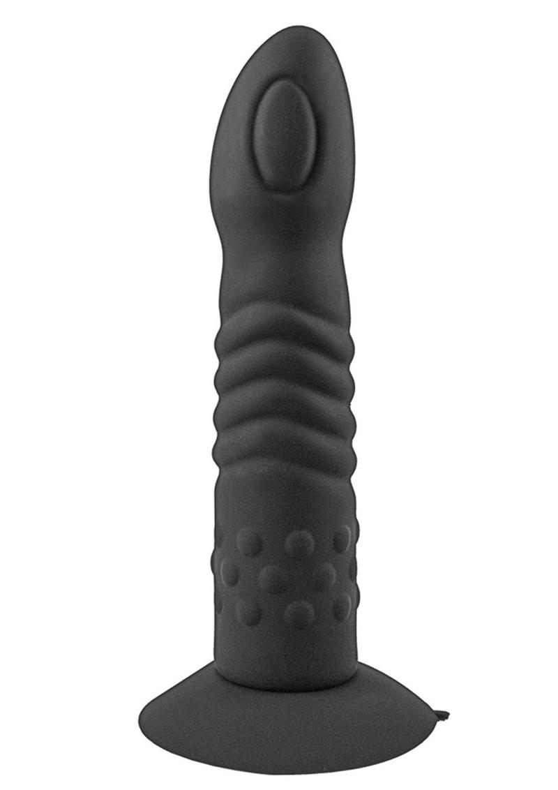 Commander Silicone Harness With Ribbed Dong Black 6.5 Inch