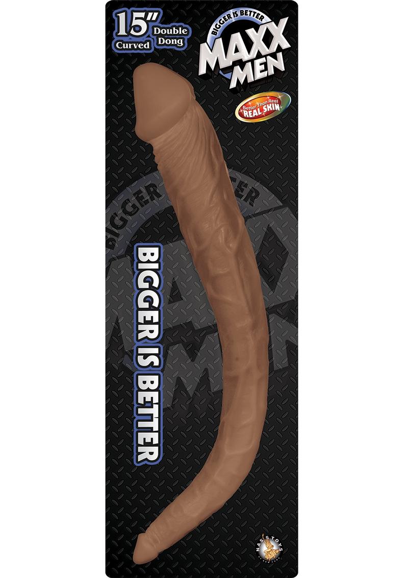 Maxx Men Realistic Curved Double Dildo 15in - Chocolate