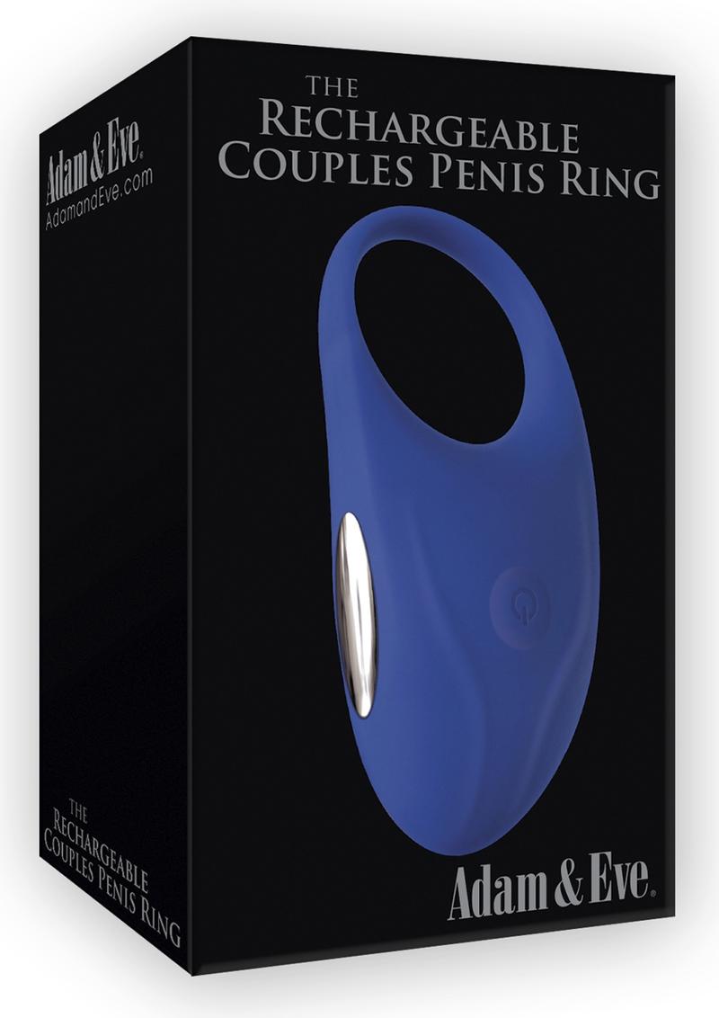 Adam & Eve The Rechargeable Couples Penis Ring Silicone Cockring Waterproof Blue