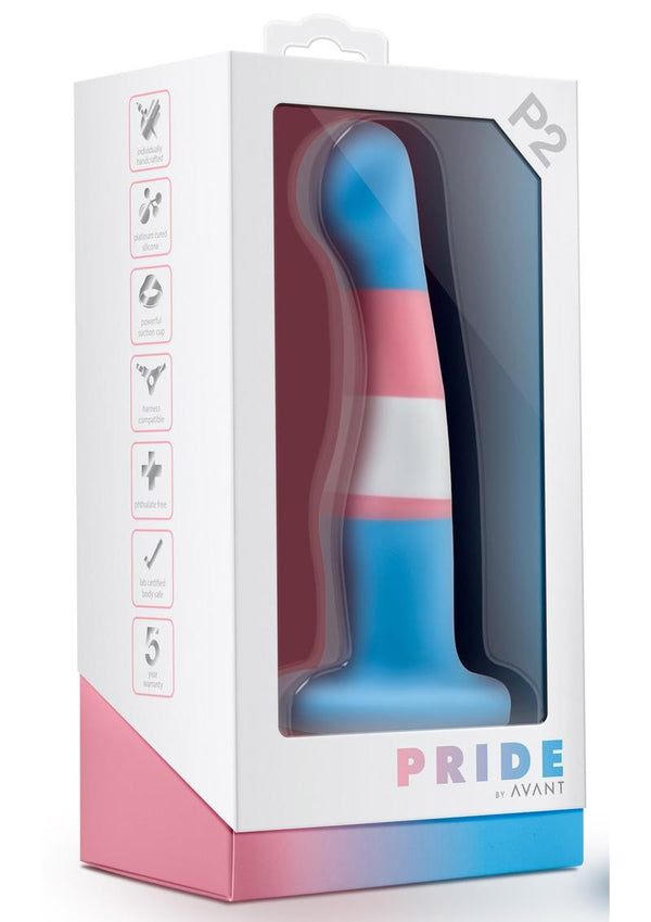Blush Avant Pride P2 Silicone Dildo Waterproof True Blue 6 Inch