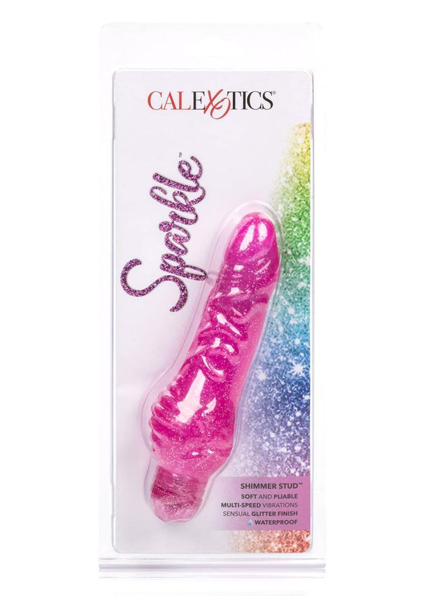 Sparkle Shimmer Stud Vibrator Waterproof Purple 5.5 Inches
