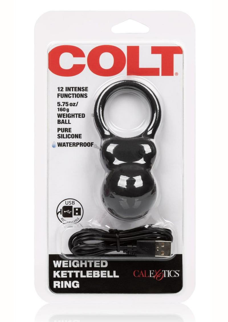 Colt Weighted Kettlebell Ring Cock Ring Silicone Rechargeable Waterproof Black