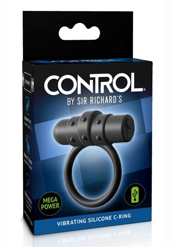Sir Richards Control Vibe Cock Ring Silicone Rechargeable Waterproof Black