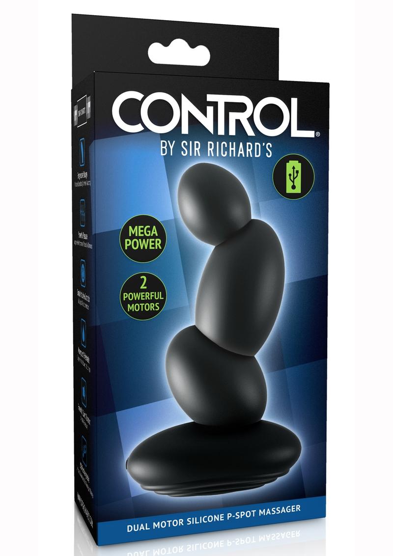 Sir Richard's Control Dual Motor Silicone Prostate Massager Rechargeable Vibrating - Black