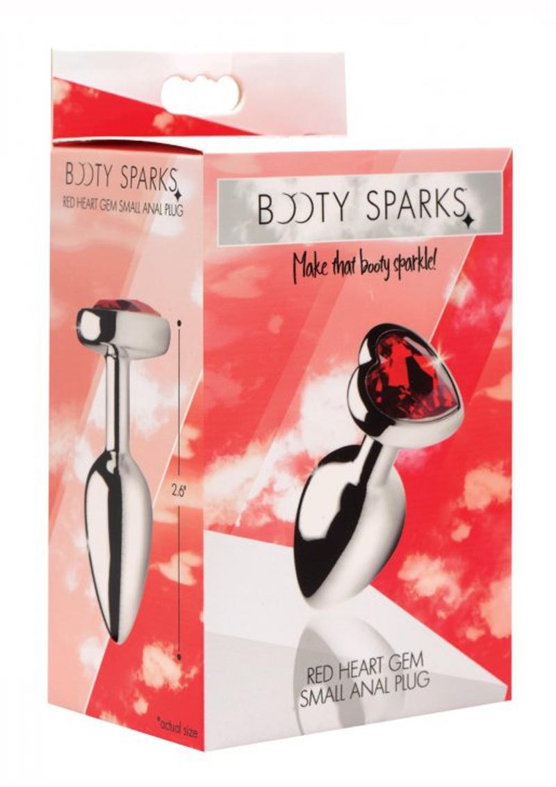 Booty Sparks Red Heart Anal Plug Red and Silver Small
