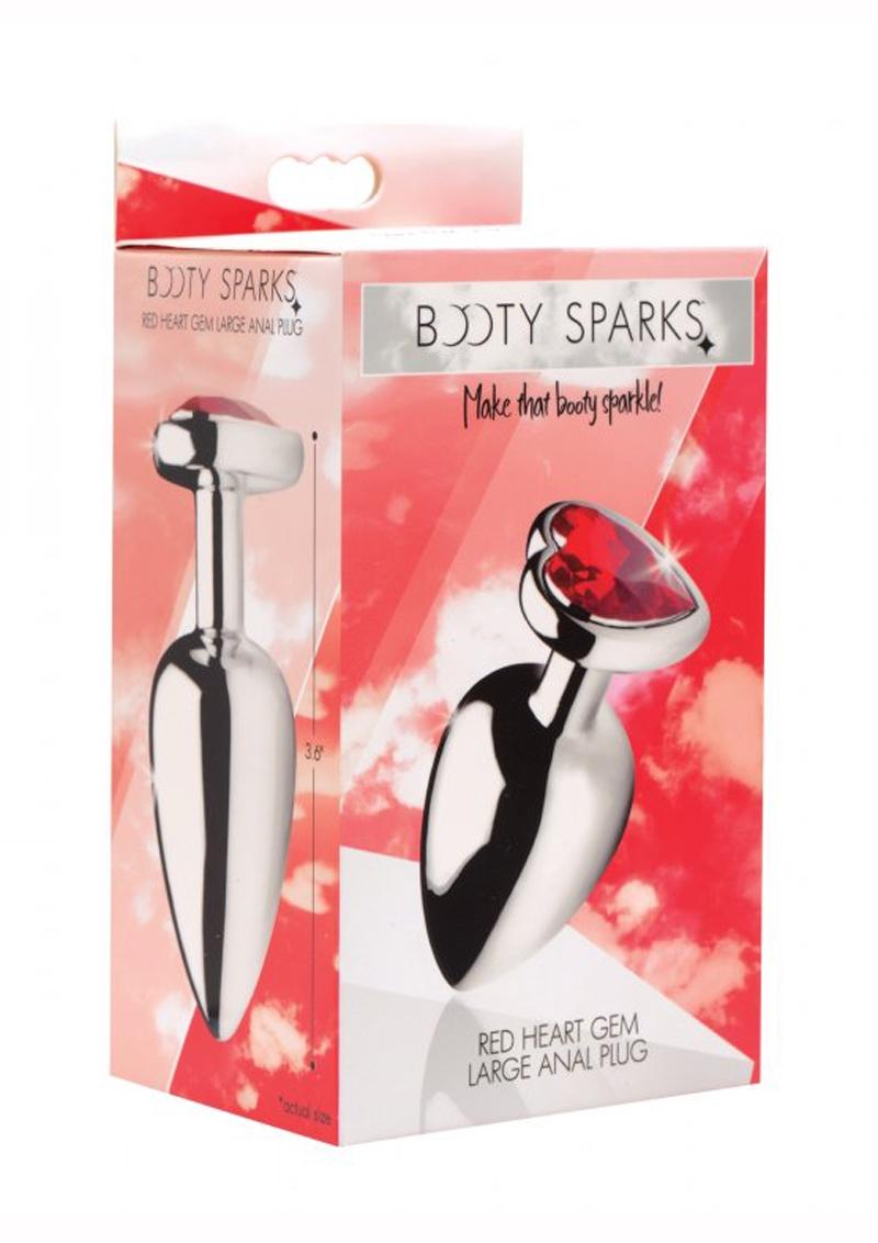 Booty Sparks Red Heart Anal Plug Red And Silver Large