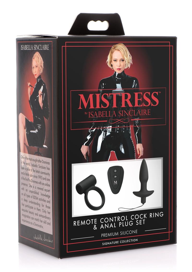 Mistress by Isabella Sinclaire Remote Control Silicone Cock Ring & Anal Plug Set