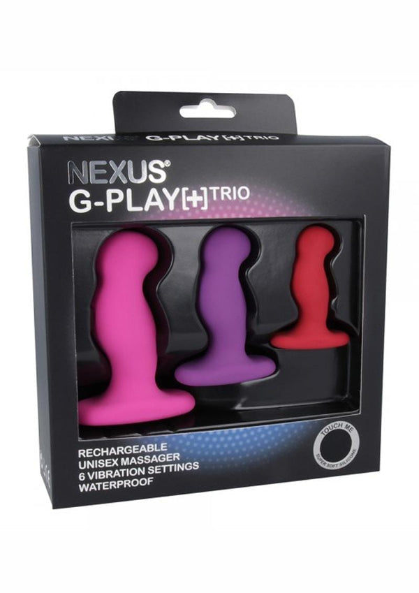 Nexus G-Playtrio+ Rechargeable Silicone Vibrator Pack Small/Medium/Large Sizes
