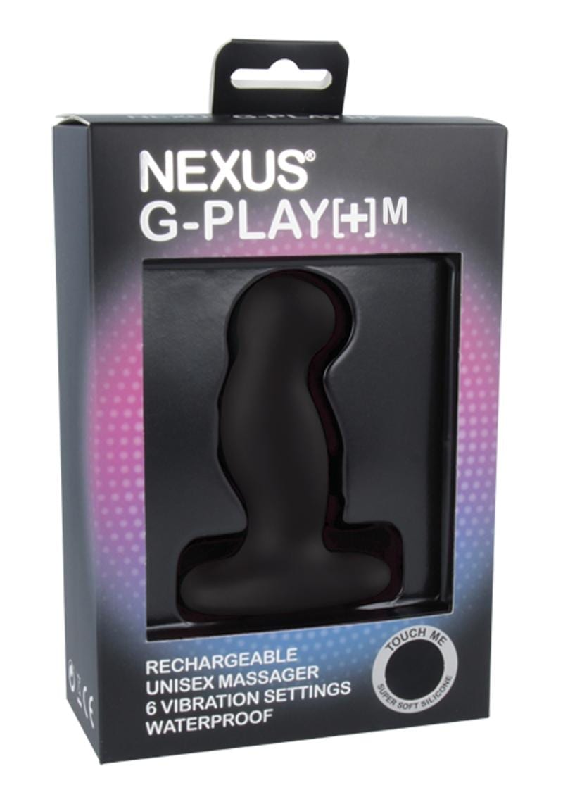 Nexus G-Play+M Rechargeable Silicone G-Spot and P-Spot Vibrator - Medium - Black