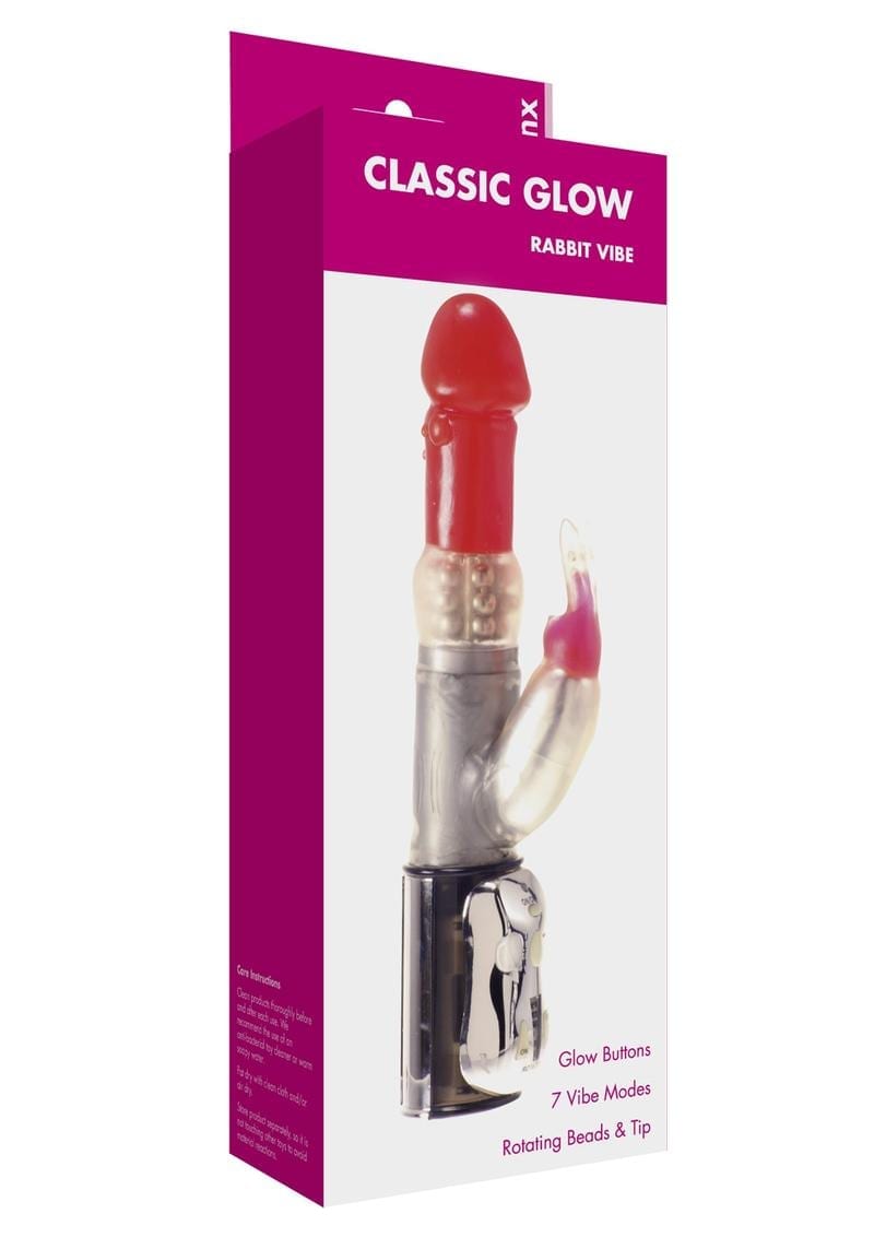Minx Classic Glow Rabbit Vibe Red And Black And Silver 5.25 Inches