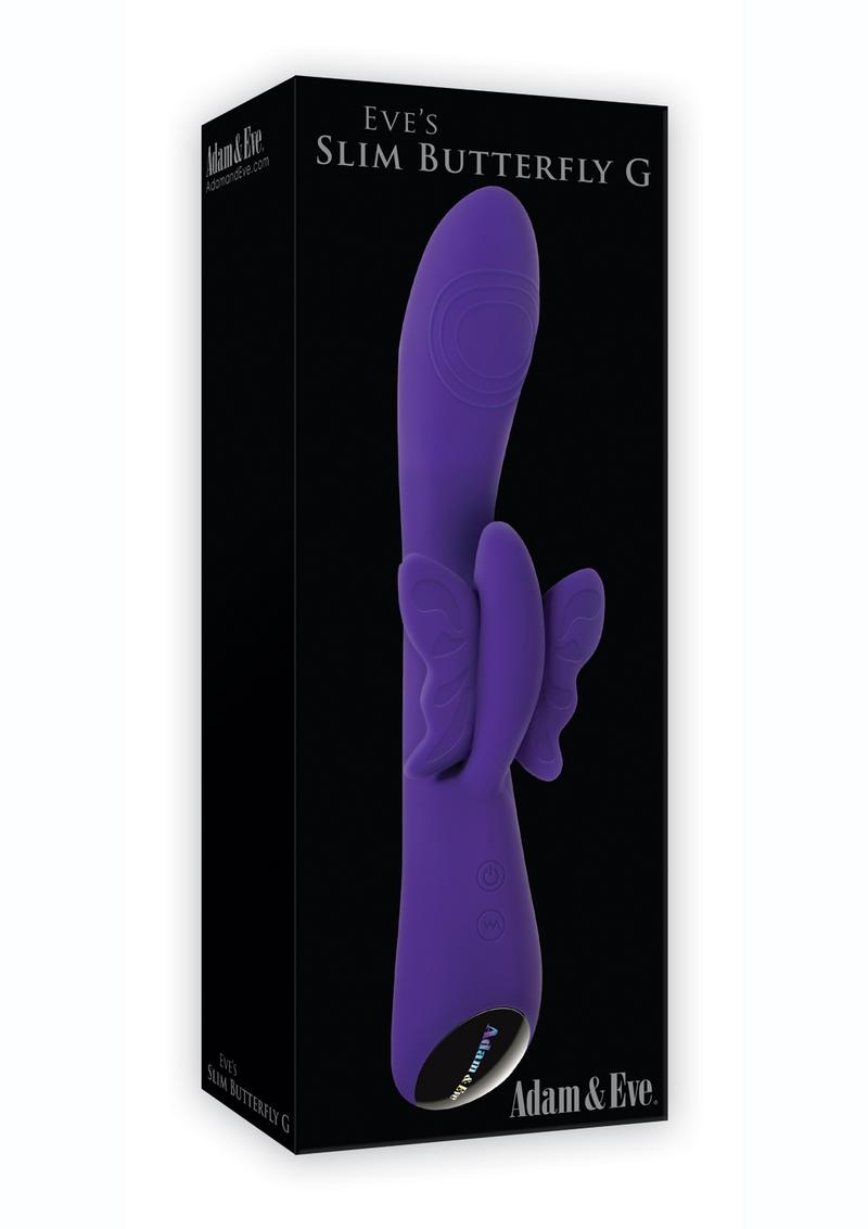 Adam & Eve Eve'S Slim Butterfly G Silicone Rechargeable Waterproof Purple 8.4 Inches