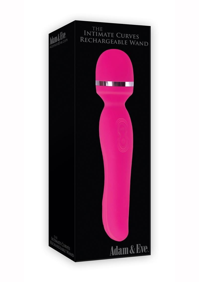 Adam & Eve The Intimate Curves Rechargeable Wand Silicone Usb Recharge Massager Waterproof Pink 7.75 Inch