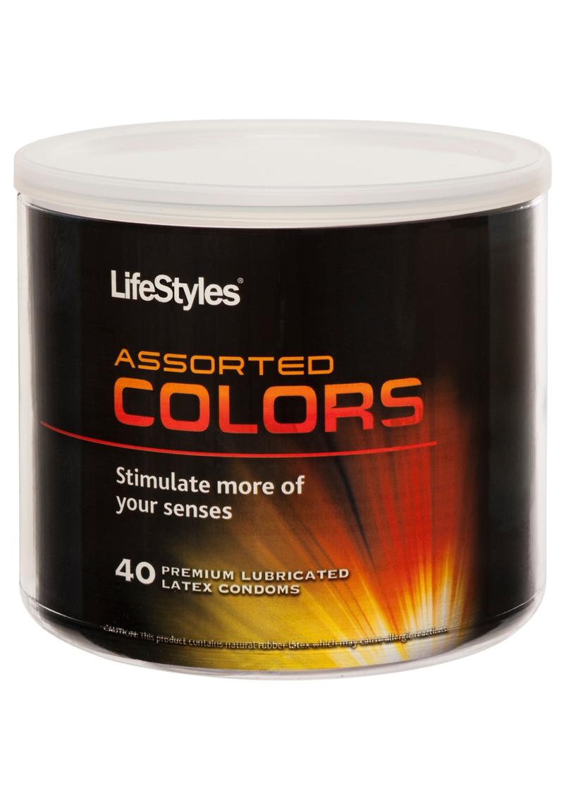 Lifestyles Assorted Colors 40 Premium Lubricated Latex Condoms Bowl