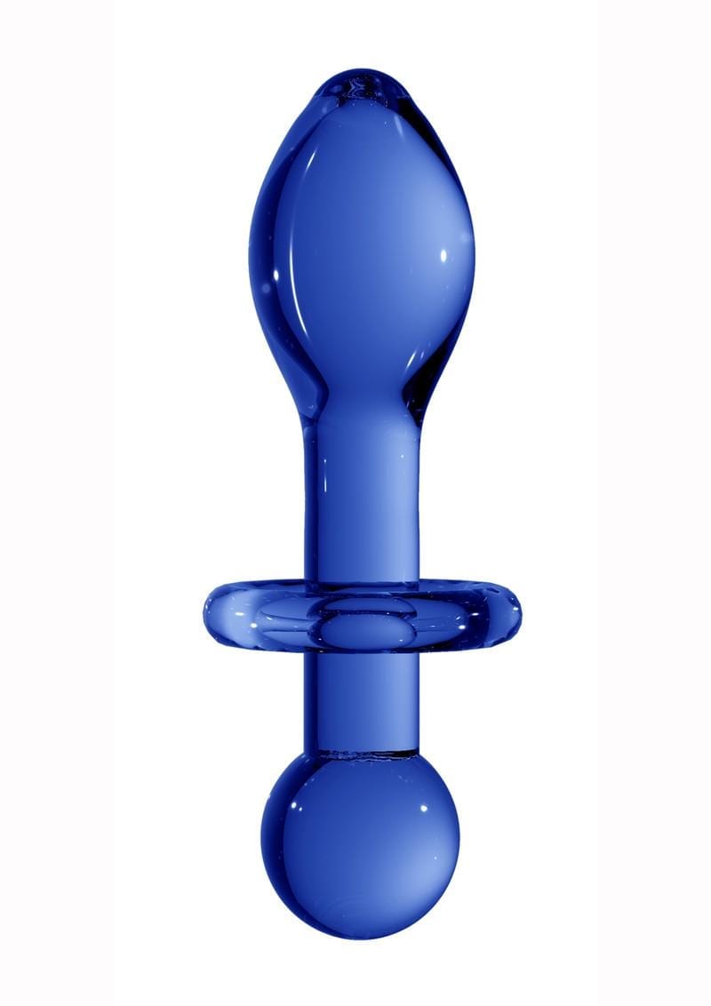 Chrystalino Rocker Borosilicate Glass Butt Plug Blue 4.5 Inches