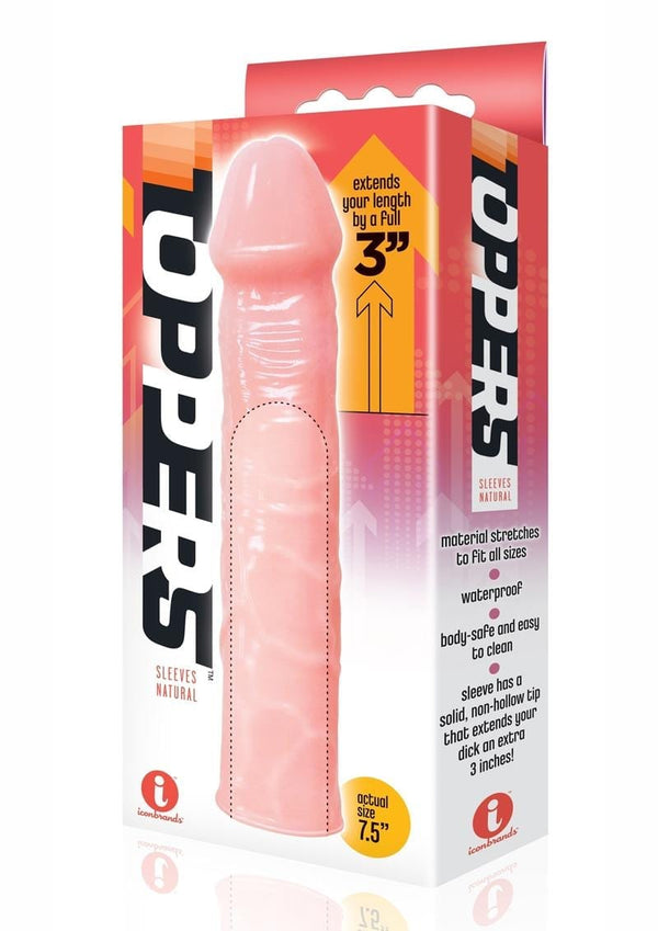 The 9'S Toppers Penis Extension Sleeve Waterproof Natural Adds 3 Inches