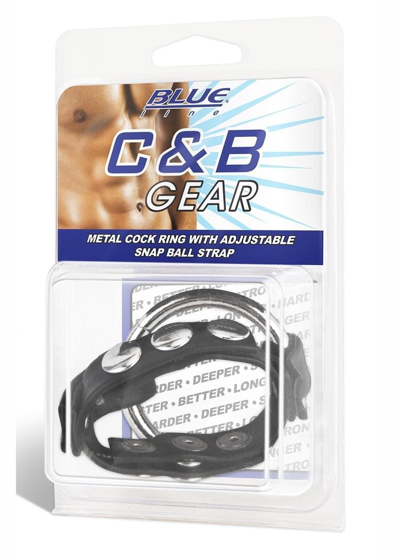 Blue Line C & B Gear Metal Cock Ring With Adjustable Snap Ball Strap