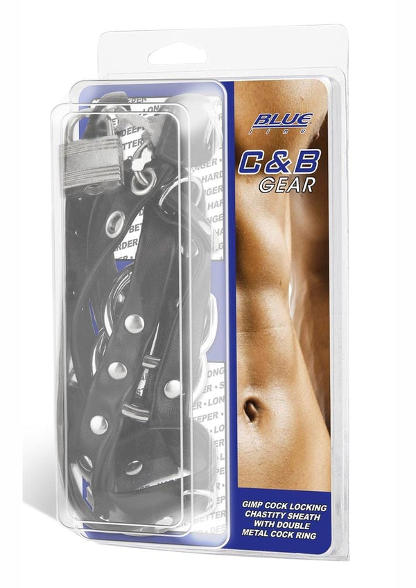 Blue Line C & B Gear Gimp Cock Locking Chastity Sheath With Double Metal Cock Ring