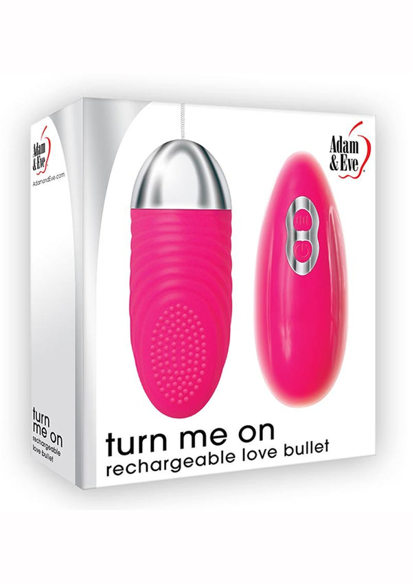Adam & Eve Turn Me On Usb Rechargeable Silicone Love Bullet Wireless Remote Control Waterproof Pink 3.5 Inch