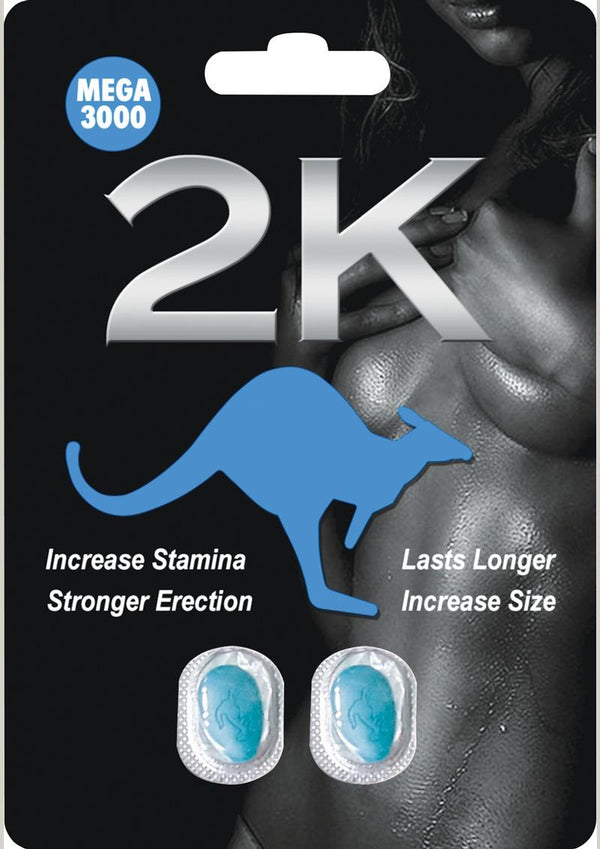 Kangaroo 2K Mega 3000 For Him Sexual Enhancement Blue 2 Pills Per Pack In Increments Of 30 Packs