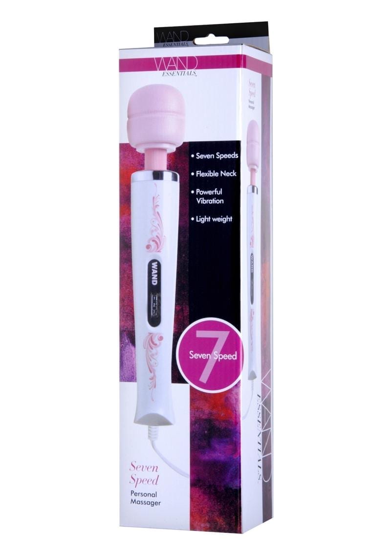 Wand Essentials Flexi-Neck 7 Speed Plug In Jack Wand Massager Pink And White 12.25 Inch
