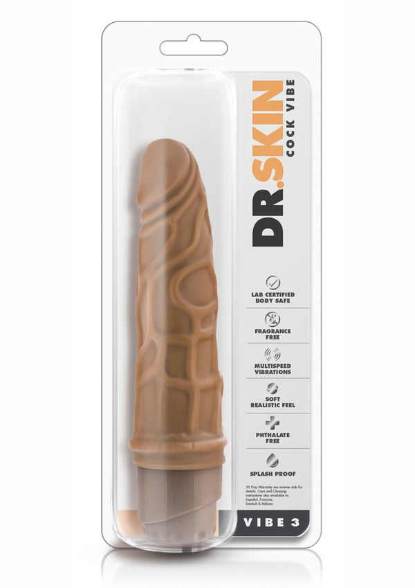 Dr. Skin Cock Vibe 3 Vibrating Dildo 7.25in - Caramel