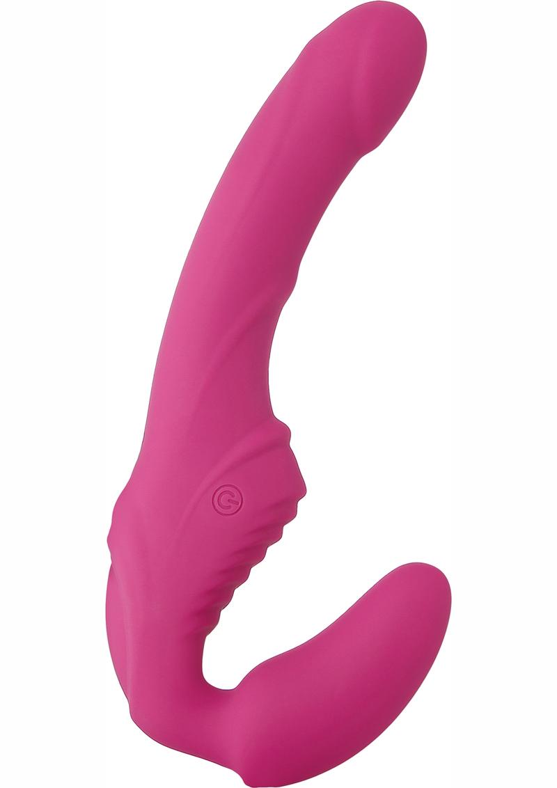 Adam & Eve Eve'S Vibrating Strapless Strap-On Silicone Usb Rechargeable Waterproof Pink 8.75 Inches