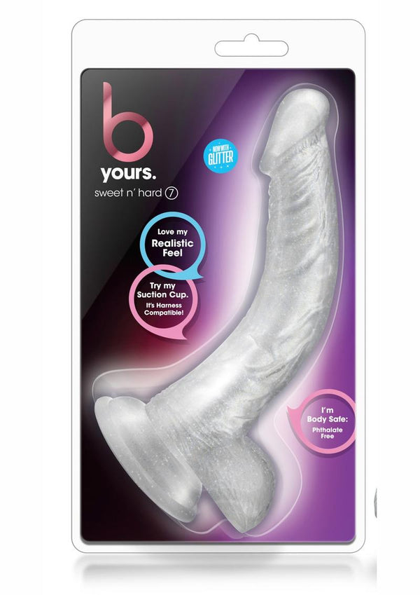 B Yours Sweet N' Hard 7 Dildo With Balls 8In - Clear