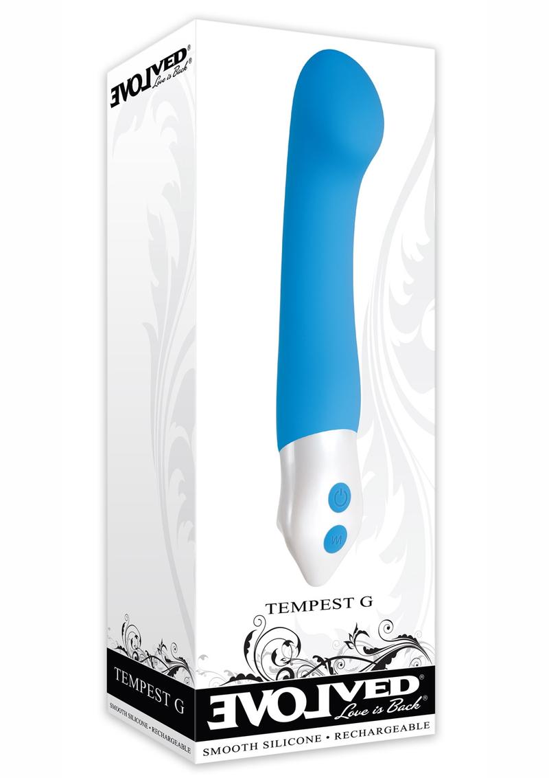 Temptest G Silicone Usb Rechargeable G-Spot Vibrator Waterproof Blue 7.75 Inches