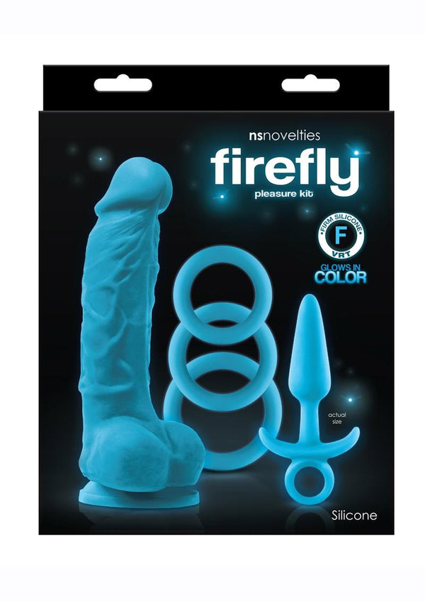 Firefly Pleasure Kit Glow In The Dark Blue Silicone Non Vibrating