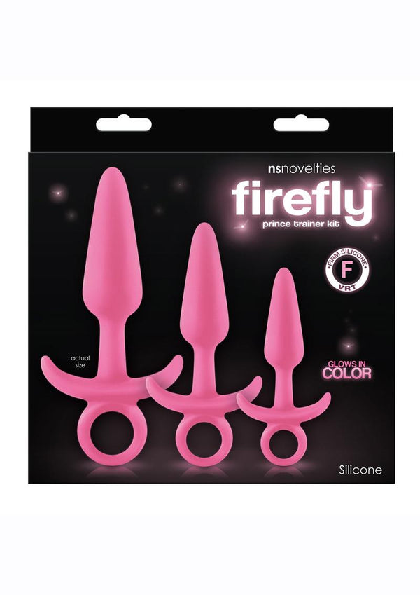 Firefly Prince Trainer Kit Glow In The Dark Pink Silicone Tapered Non-Vibrating Anal Plug Set