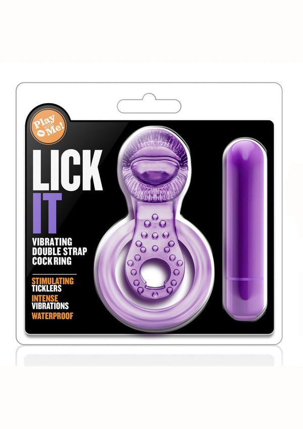 Play With Me Lick It Double Strap Cock Ring Vibrating - Purple