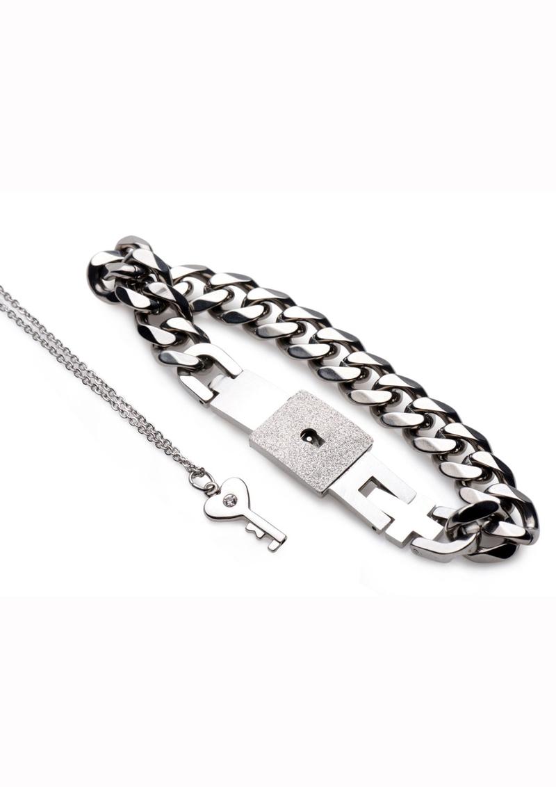 Master Series Locking Bracelet & Key Necklace Set Stainless Steel