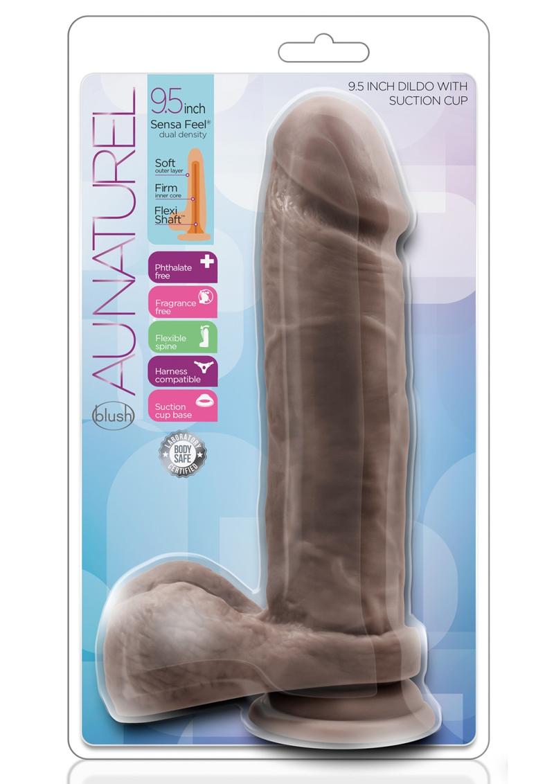 Au Naturel Dildo With Suction Cup 9.5In - Chocolate